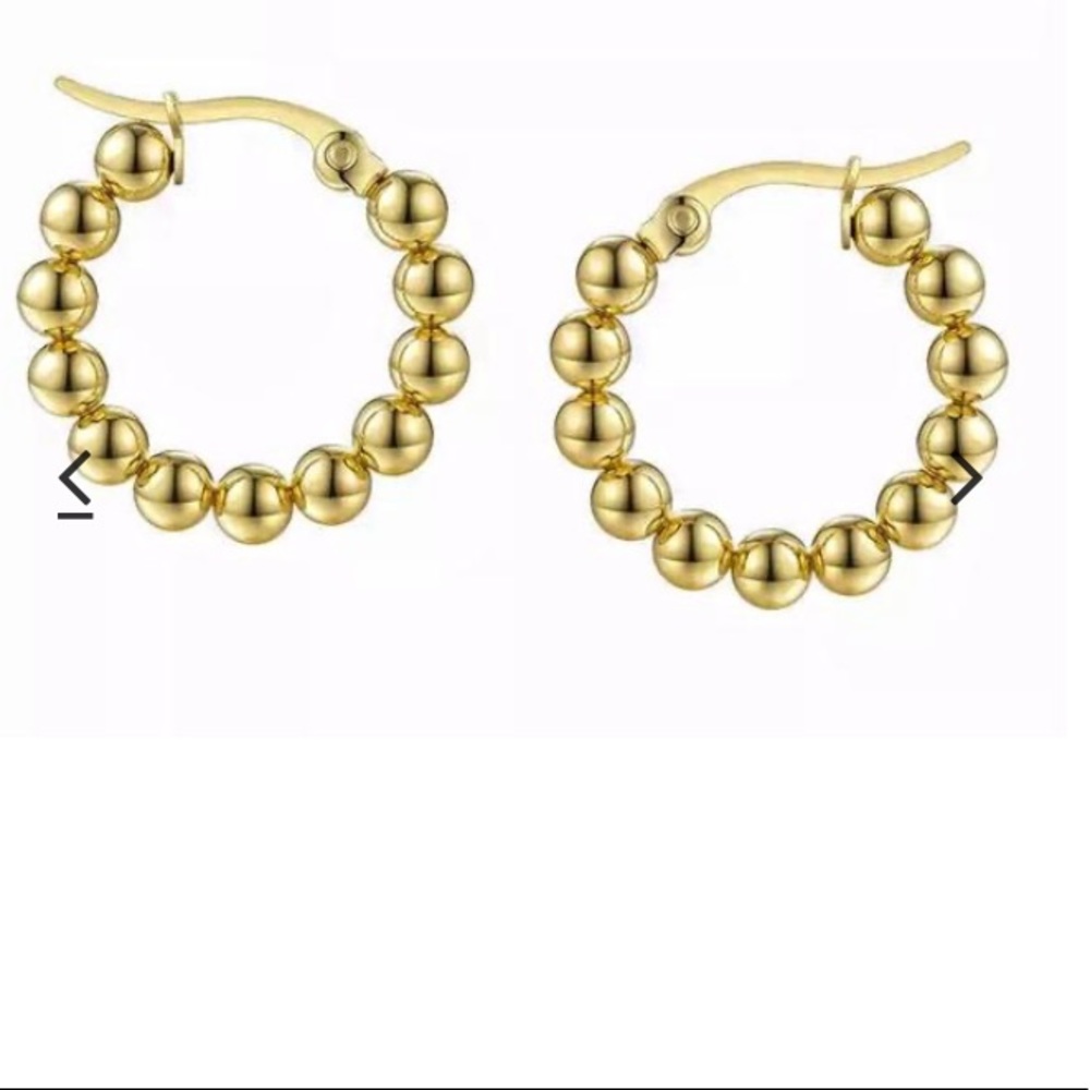 NWT 18k Gold Plated Beaded Hoops